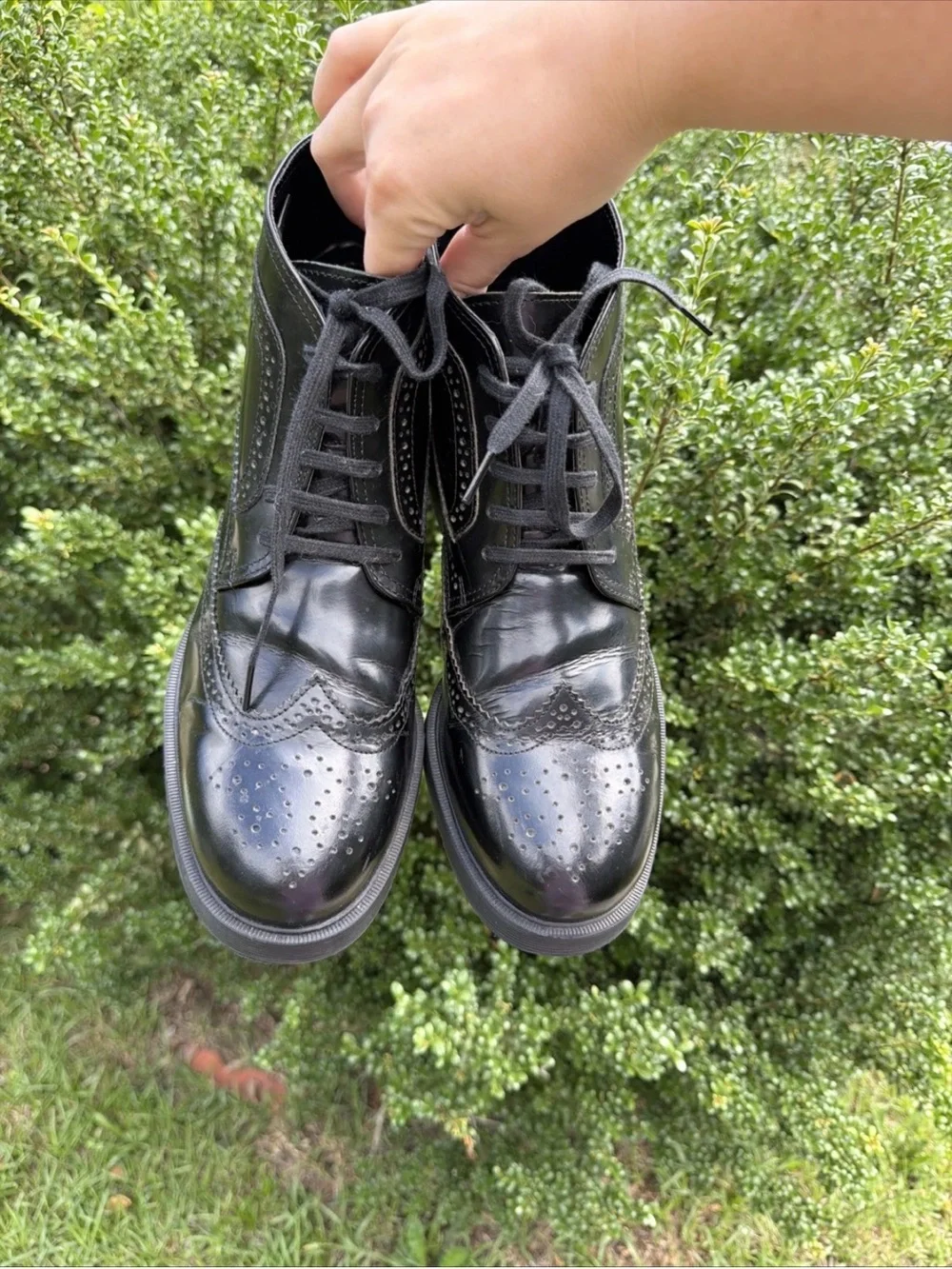 Kurt Geiger Halston Brogue Black Leather Wingtip Boots Men Size 9 / 42
